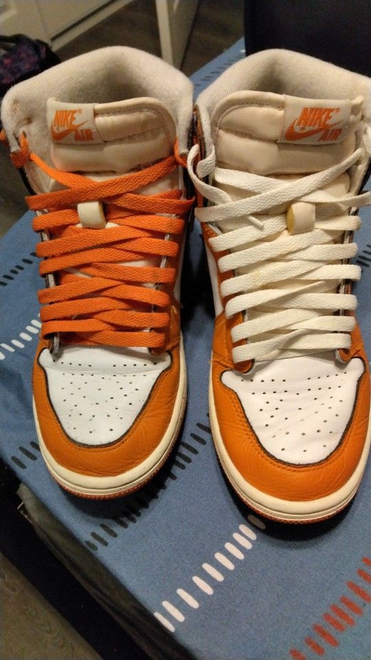 Nike Jordans Orange Brown And White