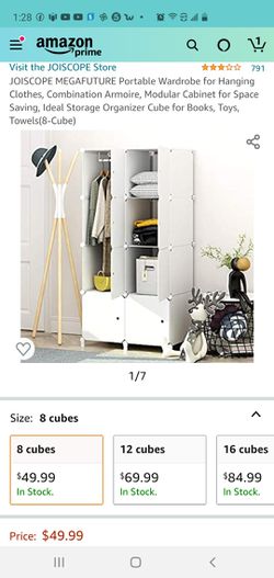 JOISCOPE MEGAFUTURE Portable Wardrobe for Hanging Clothes, Combination Armoire, Modular Cabinet for Space Saving, Ideal Storage Organizer Cube for