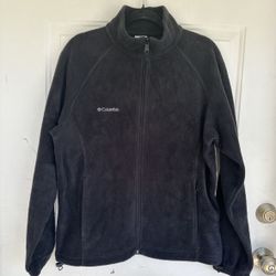 Columbia Fleece Jacket Black Zip Up Jacket size L