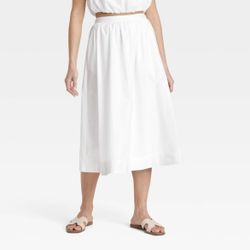 A New Day White Midi A-Line Skirt
