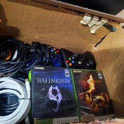 Xbox With 2 Controllers And Games 