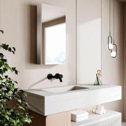 16 in. W x 32 in. H Rectangular Aluminum Recessed/Surface Mount Single Medicine Cabinet with Mirror