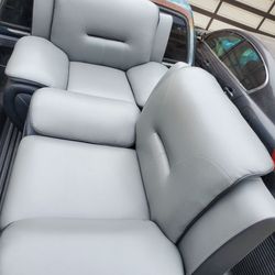 Premium Light Gray Leather Sofa Chair 