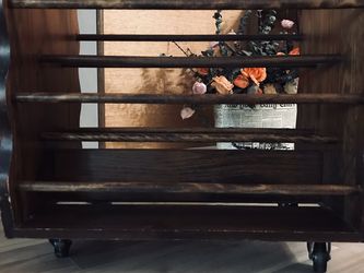 Solid Wood Vintage Shoes Rack With Casters