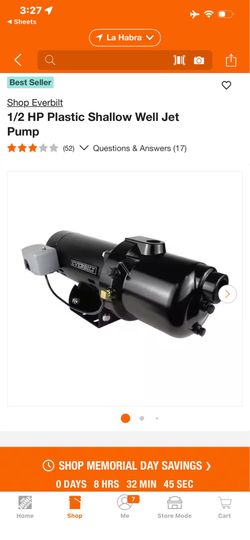 Shop Everbilt 1/2 HP Plastic Shallow Well Jet Pump