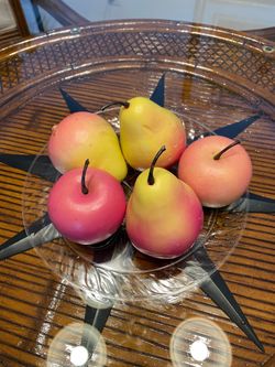 Beautiful Antique Designer Decor. Artificial fruits:  4 pears and 2 apples. Each is individual piece. Sold together. Like new condition. Great bargain