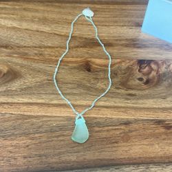 Hand Made Beaded Necklace With Sea-glass Pendant