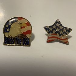 Enameled American Flag Themed Pins Complete