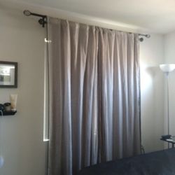 Gray Velvet & Sheer Luxury Blackout Curtains -2 Panels Each