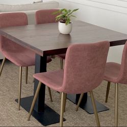 Solid Wood Dining Table With Metal Base