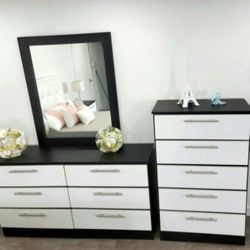 DRESSER WITH MIRROR AND CHEST 