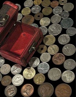 World coin collection, 50 coin in box