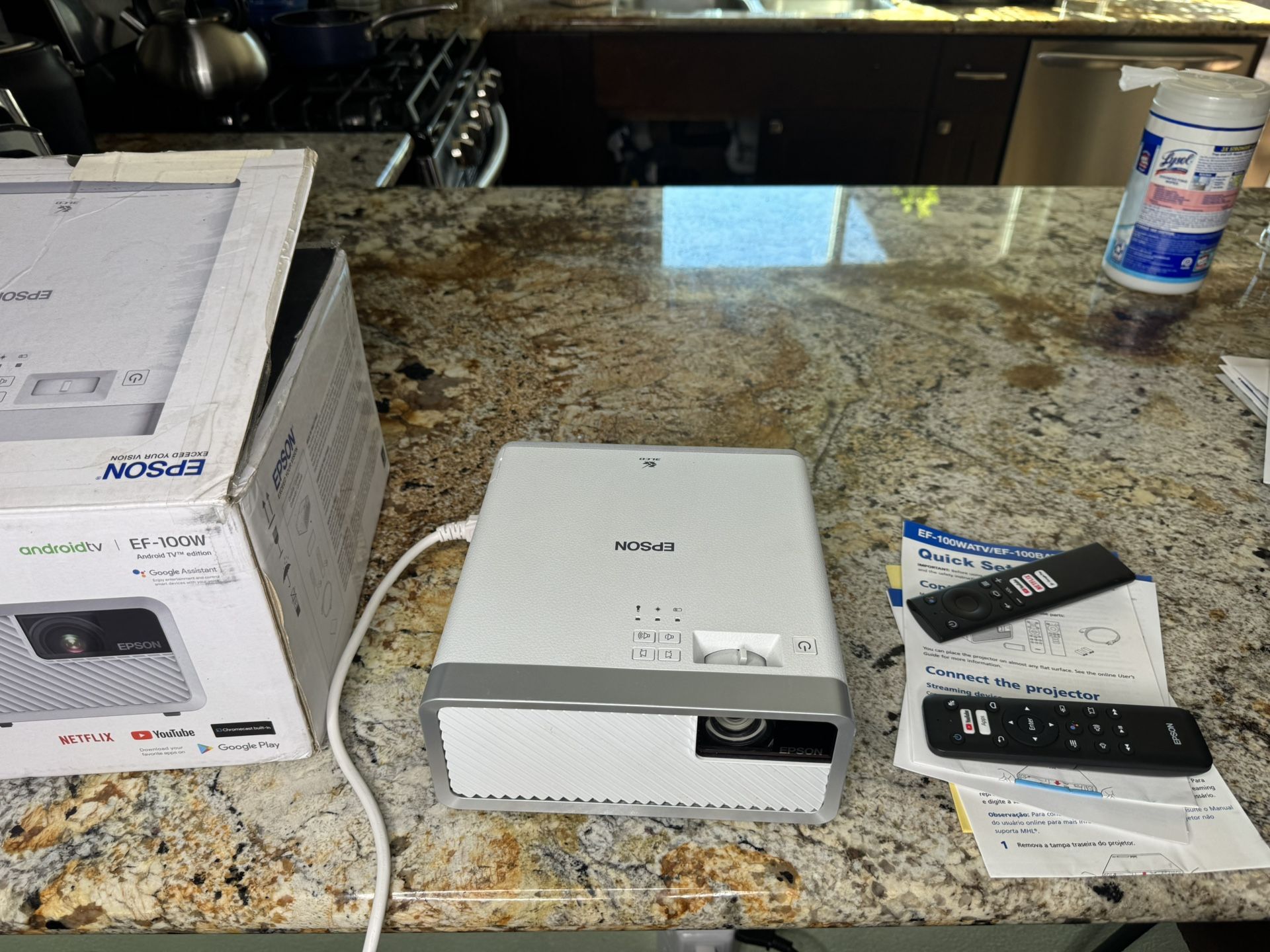 Epson EF-100 Smart Laser Projector (Android TV, 2,000 lm)