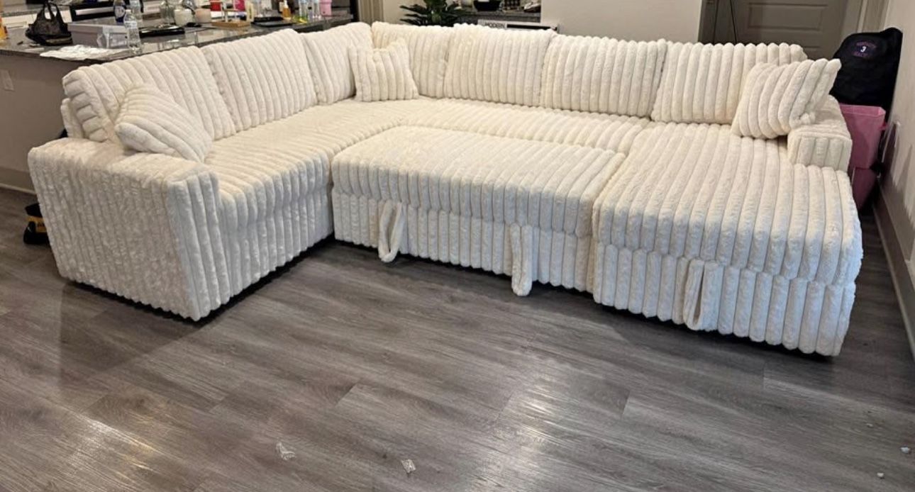 SLEEPER SECTIONAL in CORDUROY - Sand Or Grey Color