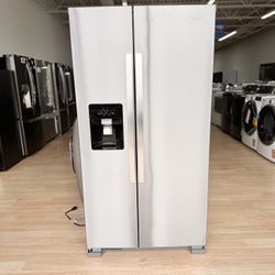 New Whirlpool - 24.6 Cu. Ft. Side-by-Side Refrigerator - Fingerprint Resistant Stainless Steel Model: WRS325SDHZ