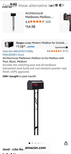 Architectural Mailboxes Mailbox to Go with Post, Black Medium