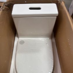  23-inch Small Toilet One Piece with Golden Push Button Modern Design For Compact Narrow Bathroom 12" Rough-in White