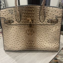 Beige and black purse