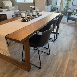 Dining Set Hardwood And Leather