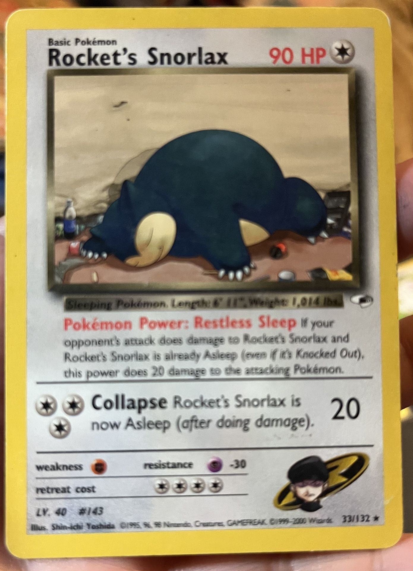 1999 Pokemon Rocket’s Snorlax #33 Gym Heroes