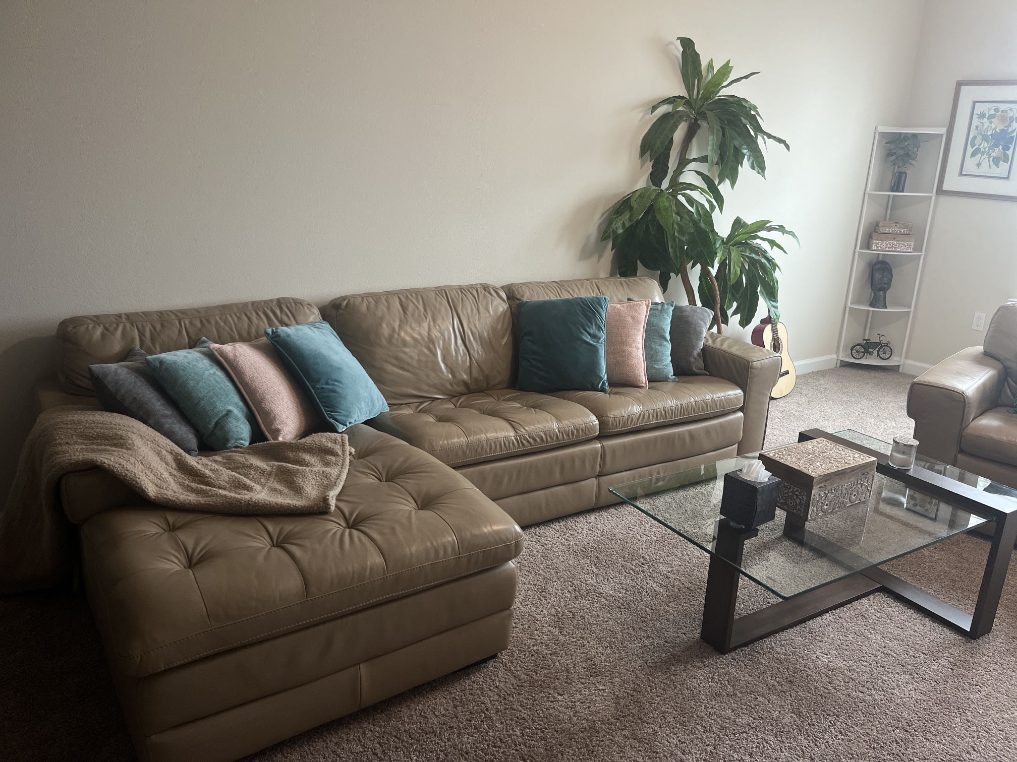 Leather Sectional + Single Chair