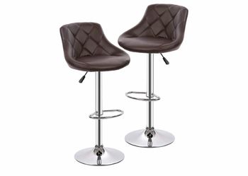 Barstools Swivel Stool Set of 2 Height Adjustable Bar Chairs with Back PU Leather Swivel