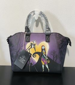 Loungefly The Nightmare Before Christmas Jack & Sally Heart Moon Satchel Bag