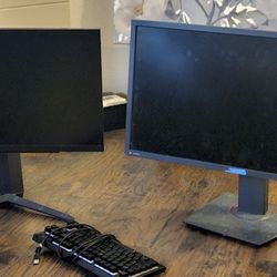 2 Gaming Monitors And Keyboard 