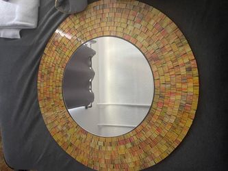 Round Mosaic Frame Mirror