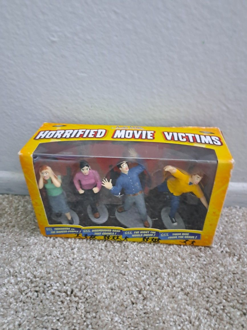 Horrified Movie Victims Vinyl Mini Figures By Archie McPhee (Brand New In Box) About 3" Tall