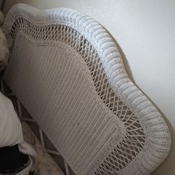 Hurry Before It's Gone! Highly Collectable White Genuine Wicker Headboard And Night Stand!! Very Good Condition