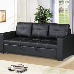Brand New Black/Gray/Blue Pullout Sofa Bed (85" x 57" x 33" H)