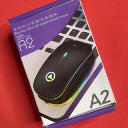 Wireless Mouse A2 – Slim, RGB Lights, Rechargeable & Silent Clicks (New)