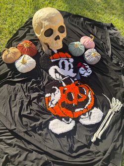 Mickey Mouse Halloween Pumpkin Handmade Tufted Rug