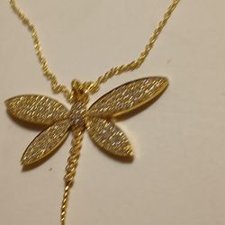 MOÌSANNITE DAIMONDS DRAGON FLY NECKLACE 