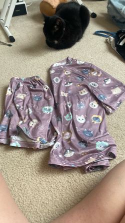 Cat Print Pajama Set Shorts and Top