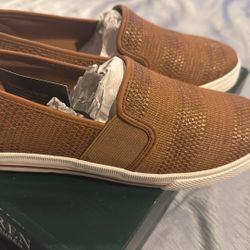 Ralph Lauren Women Jinny Slip On Tan Woven Classic Shoes
