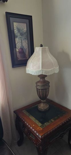 Traditional Table Lamp with Fringe Shade