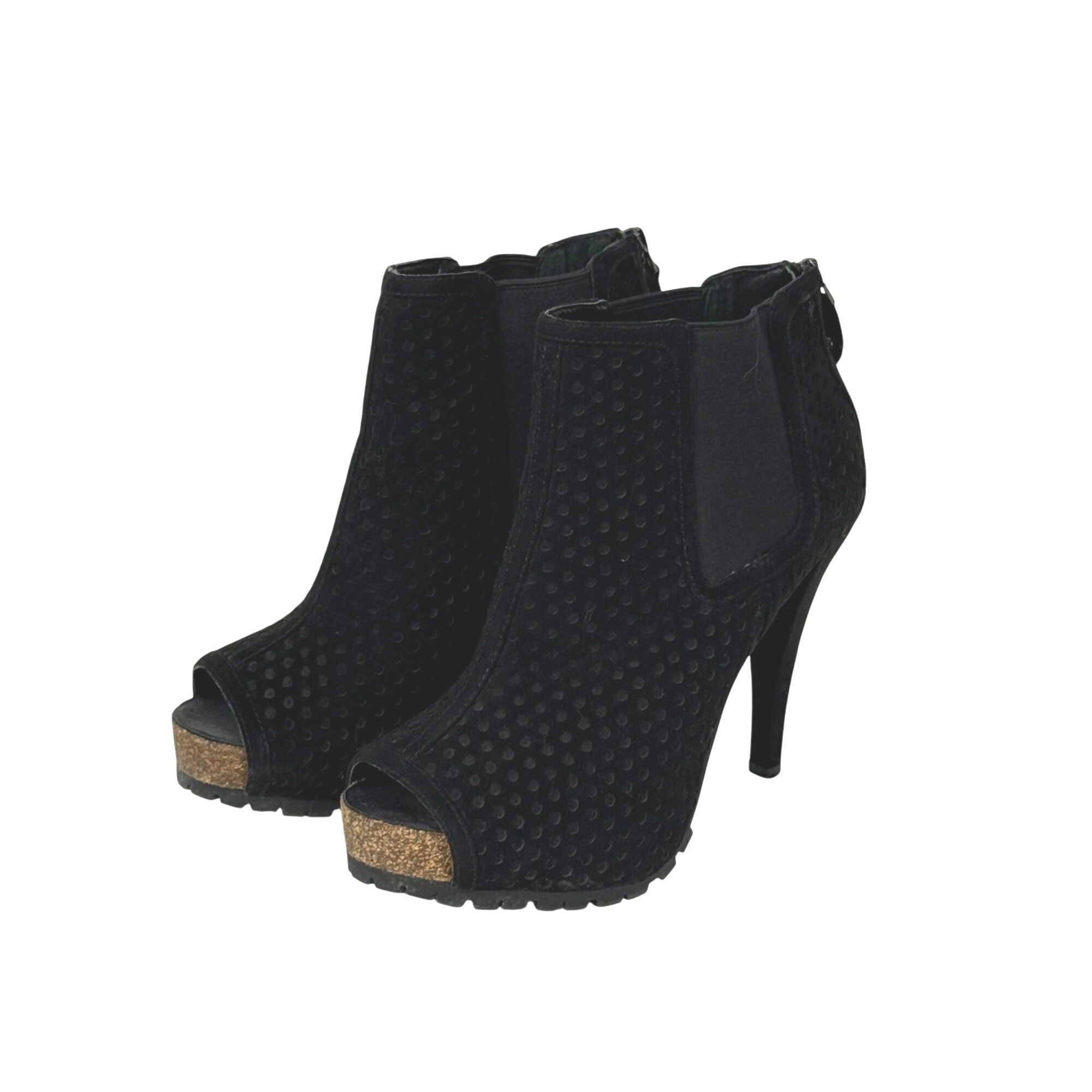 Peep-Toe Black Booties Heels Simply Vera Vera Wang Size 7M