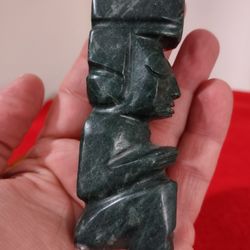 4" H-Small Mesoamerican Idol hand carved from green Soapstone.