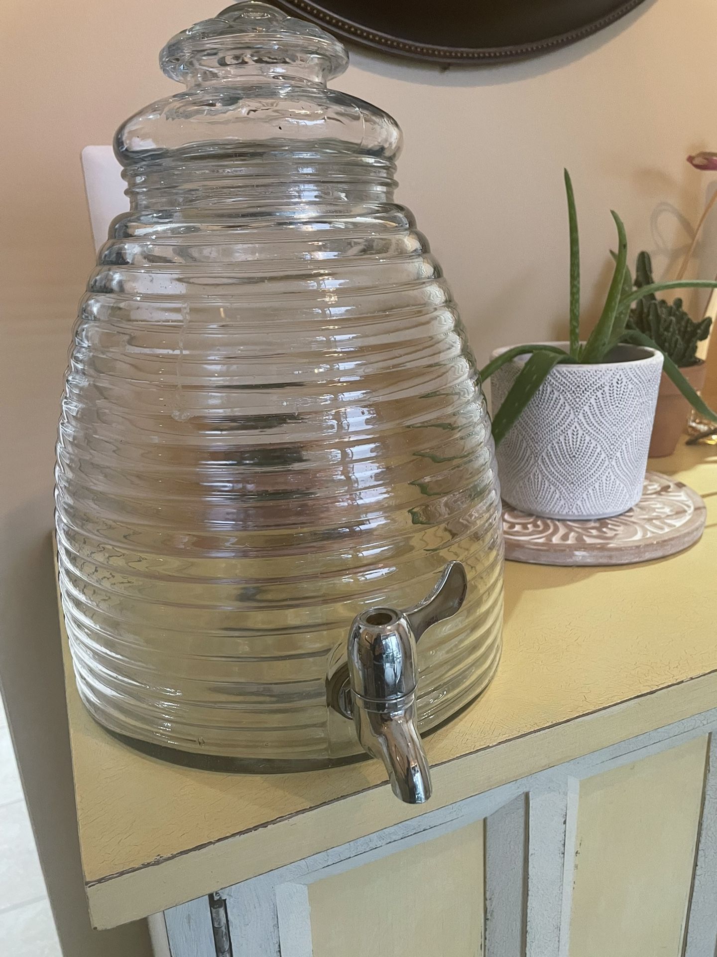 Glass Bee hive Drink Dispenser
