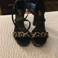 cheetah print black heels 