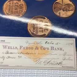 Scarce 1878 Wells, Fargo & CO’s Bank check From the Savage Mining Company Now here is the kicker This is from Virginia, Nevada Which you may or may no