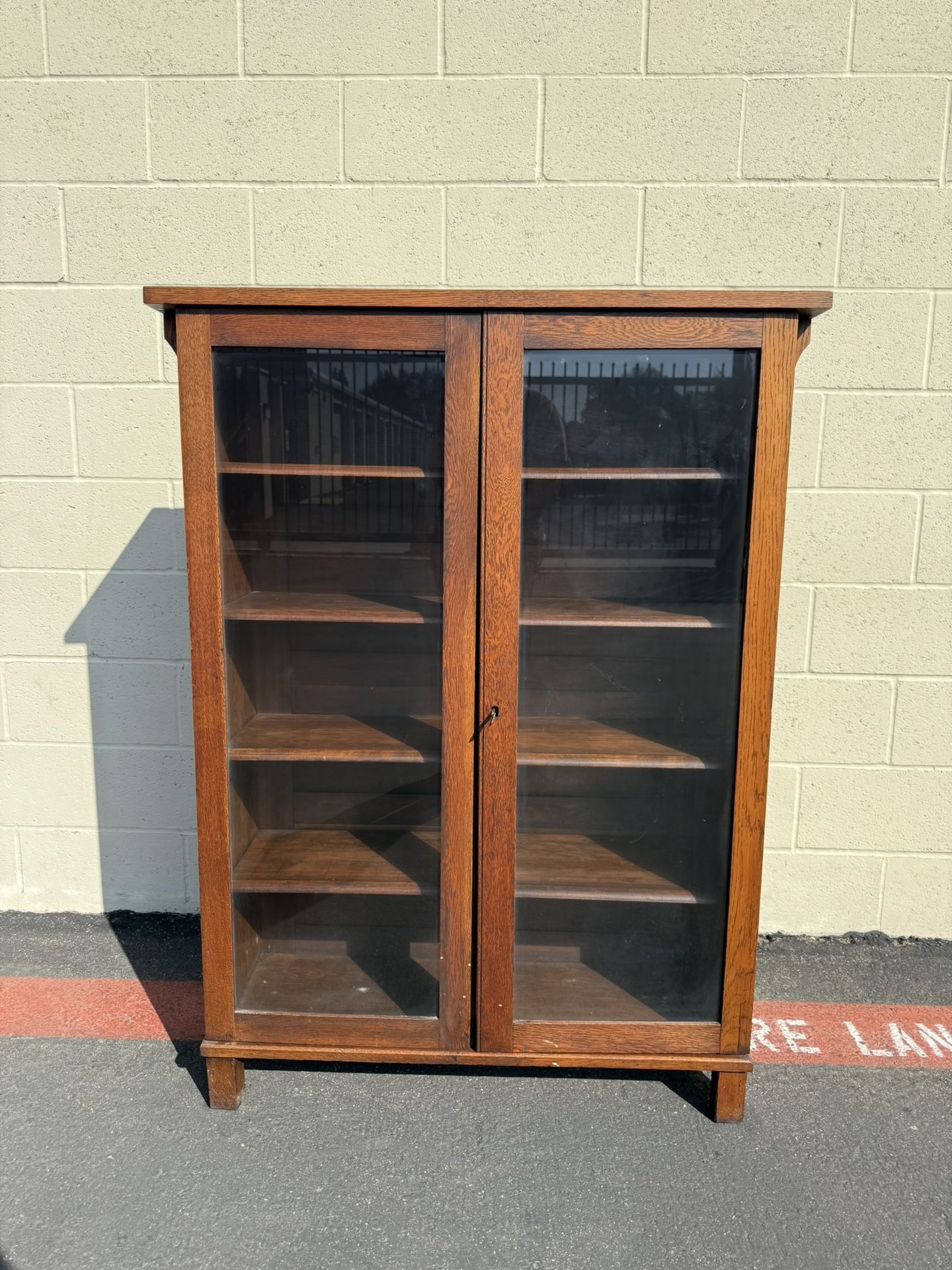 Antique Arts and Crafts Mission Oak China Cabinet with Glass Doors - Delivery available-