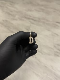 Natural Diamond “D” Pendant 10K Gold