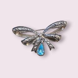 Avon March Faux Marcasite Bow Brooch 