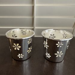 Retired PartyLite Silverplate Snowflake Votive Candle Holders