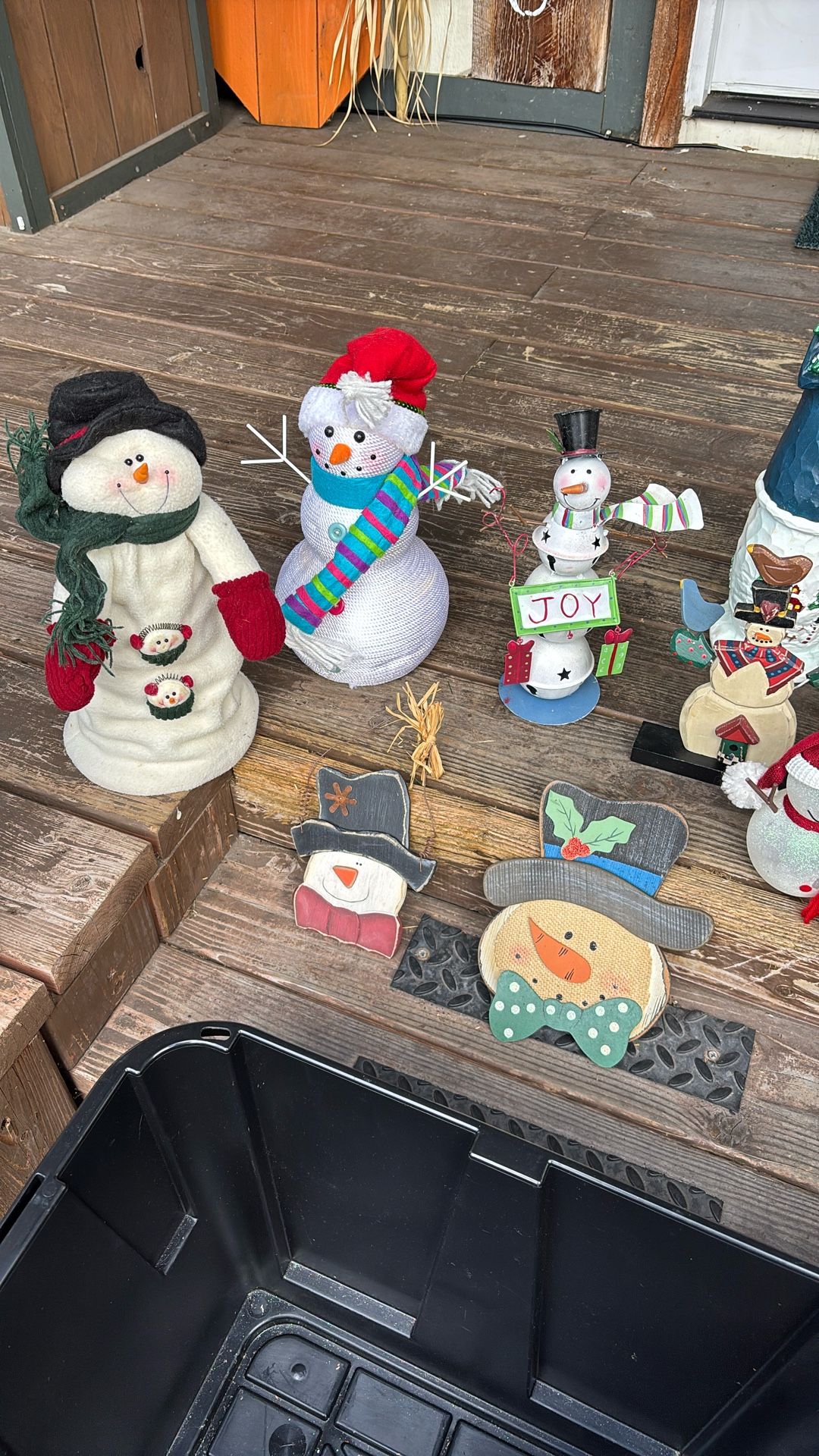 Various Snowmen (13) Plus Storage Tote