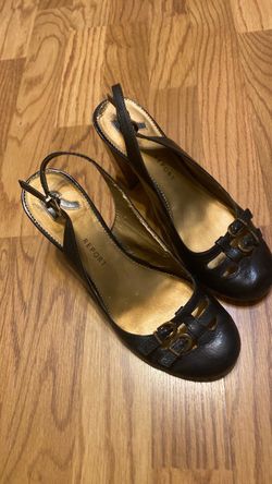 Report Black Leather Slingback Heels, Woman Size 8