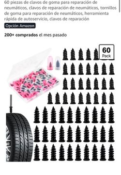 60 piezas de clavos de goma para reparación de neumáticos, clavos de reparación de neumáticos, tornillos de goma para reparación de neumáticos, herram